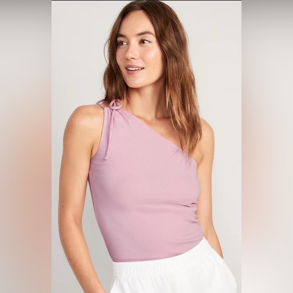 Old Navy One-Shoulder Pink Ribbed Knit Top